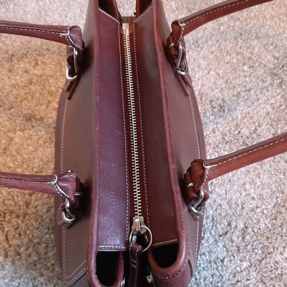 Vintage Coach Hampton Satchel 7555 Shoulder Bag Burgundy Leather - Picture 12 of 16